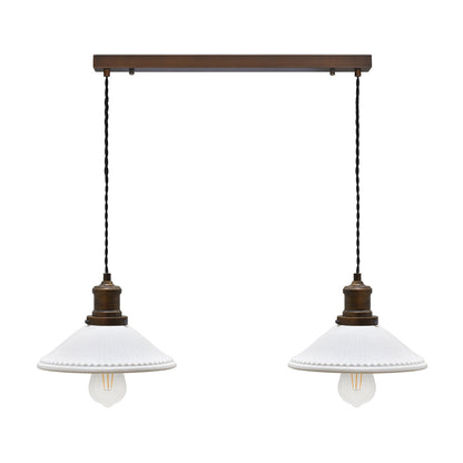 Beaulieu Ceramic Fluted Cone Double Pendant - Antique Bronze