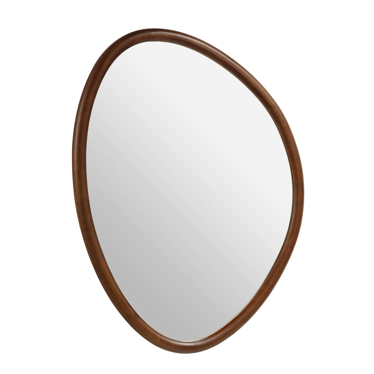 Edo Irregular Pebble Wall Wooden Mirror 100 x 76 cm, Walnut
