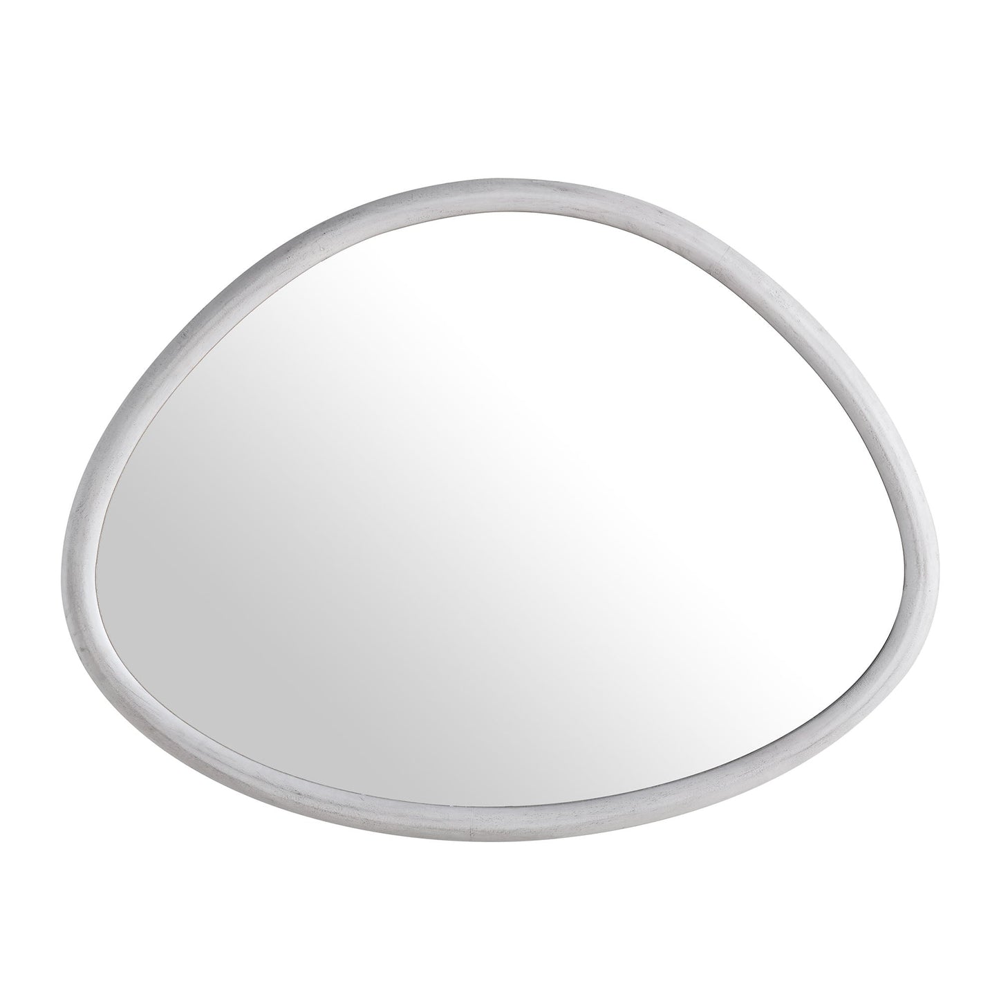 Edo Irregular Pebble Wall Wooden Mirror 100 x 76 cm, Washed White