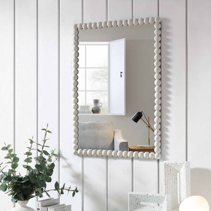 Luna Rectangular Bobbin Wall Mirror 80 x 60 cm, Washed White