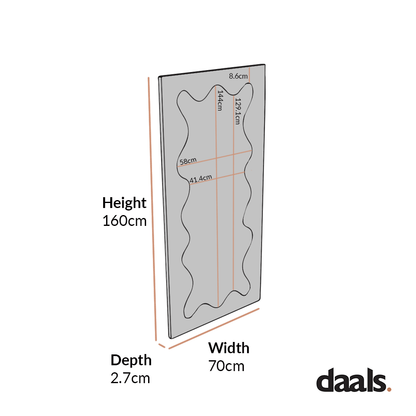 Destin Wave Mirror 160 x 70 cm, Taupe Gloss
