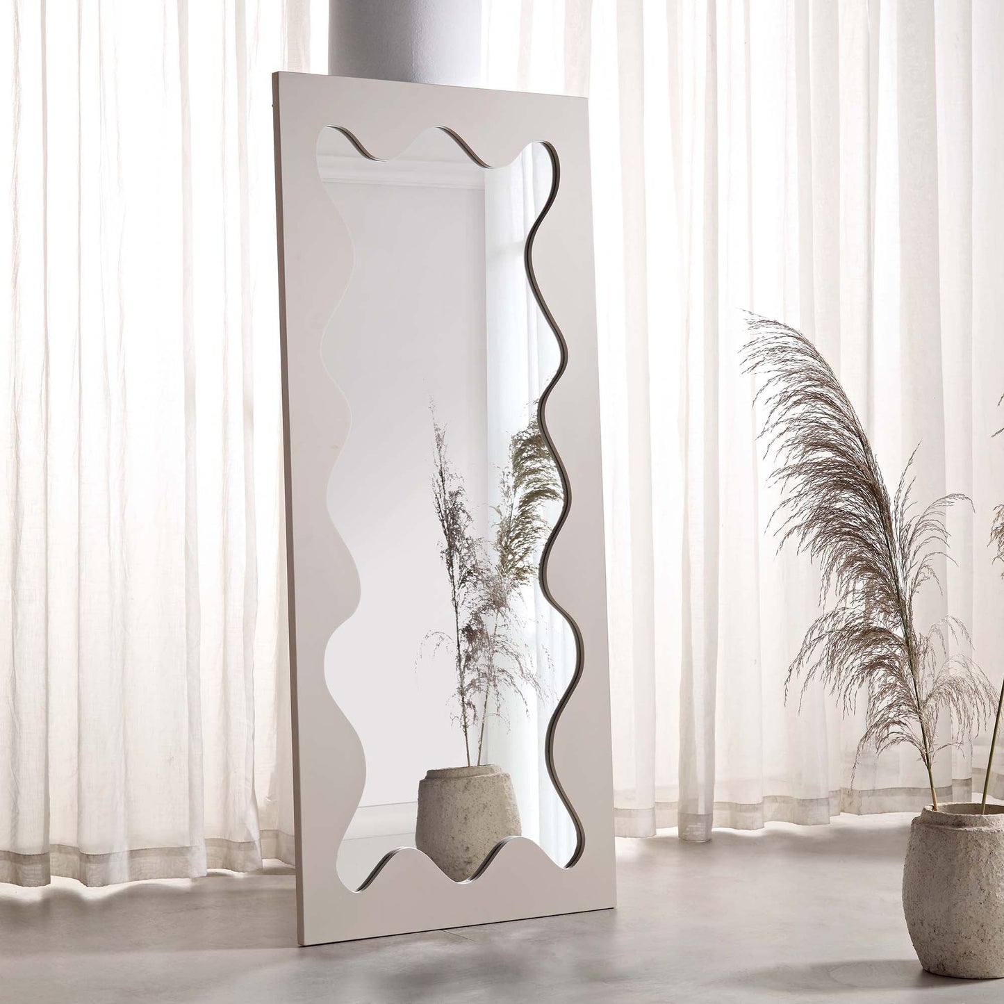 Destin Wave Mirror 160 x 70 cm, Taupe Gloss
