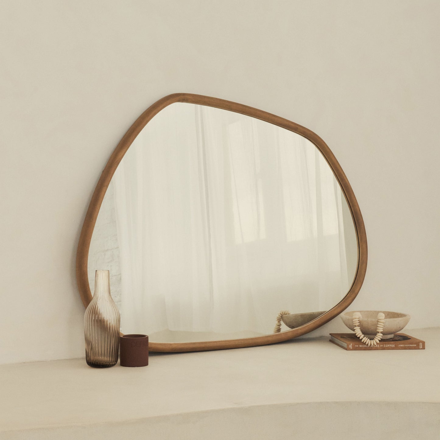 Aaliyah - Warm Wood Irregular Wall Mirror 110cm x 80cm