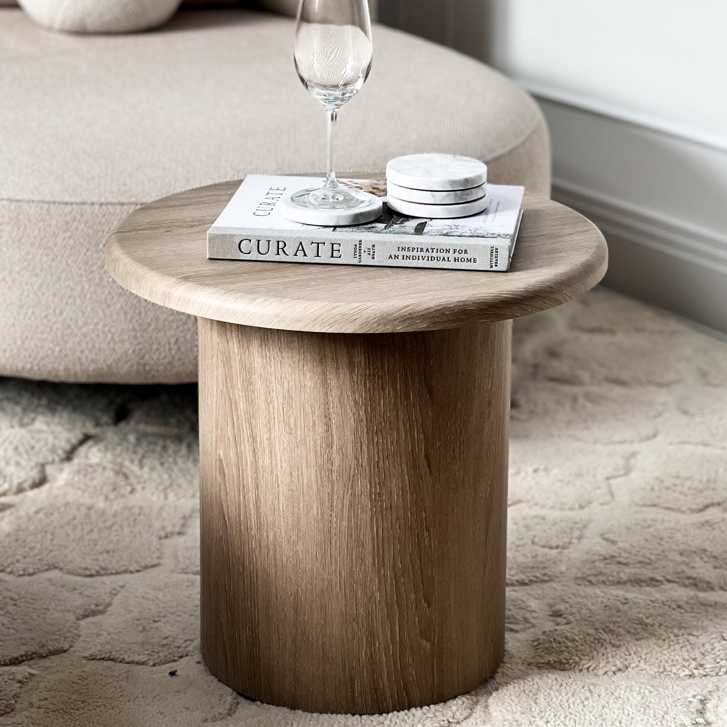 Madison - Washed Wood Round Wooden Side Table