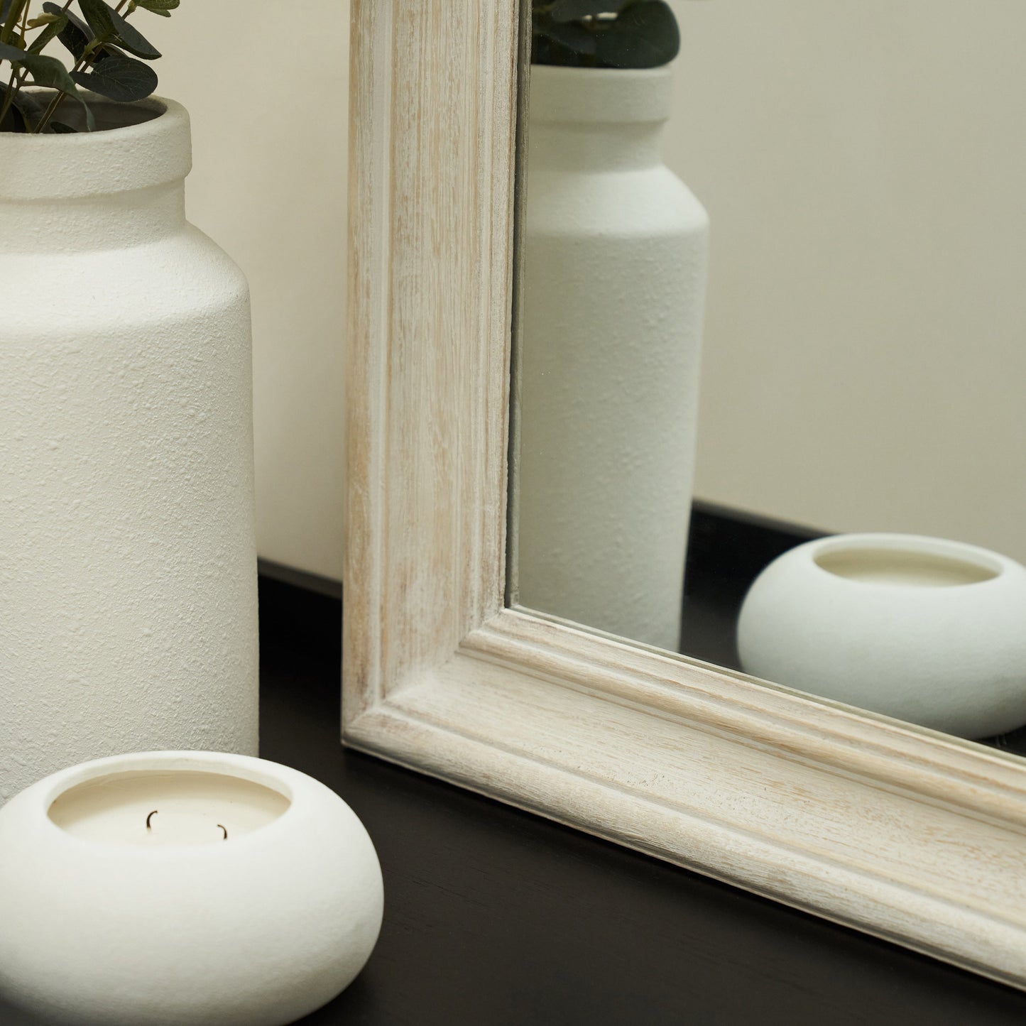 Melilla - White Washed Wood Arched Mirror 120cm x 80cm