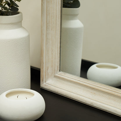 Melilla - White Washed Wood Arched Mirror 120cm x 80cm