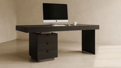 Oston Left Drawers Desk - Smoke Oak