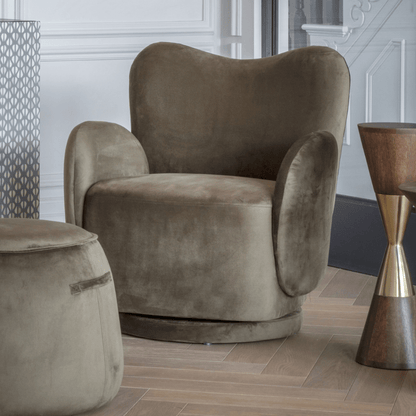 Bingham Upholstered Swivel Chair - Velvet Green