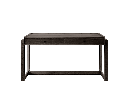 Offset Solid Oak Desk - Black