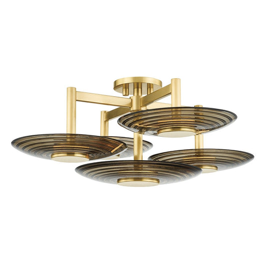 Griston 5 Light Semi Flush - Aged Brass