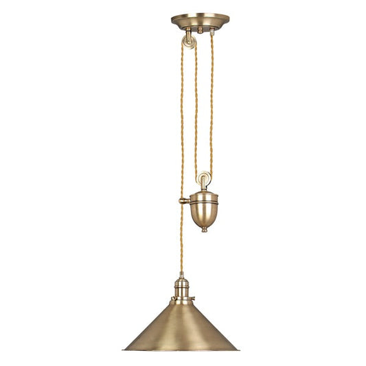 Provence 1 Light Pendant Light Rise and Fall - Aged Brass