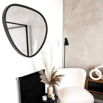 Pebble - Large Black Irregular Metal Wall Mirror 110cm x 90cm