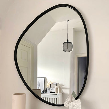 Pebble - Large Black Irregular Metal Wall Mirror 110cm x 90cm