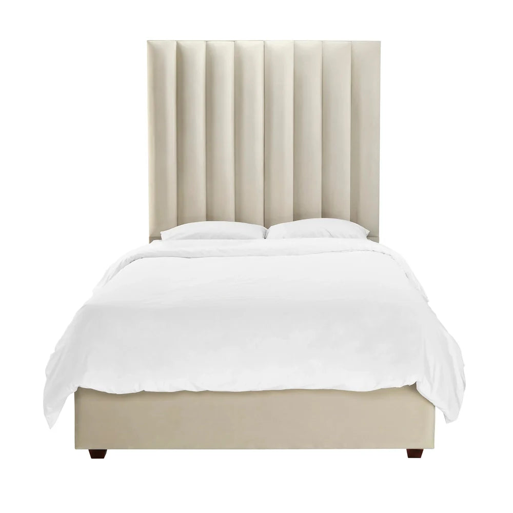 Piper Luxury Panelled Upholstered Bed - Cream