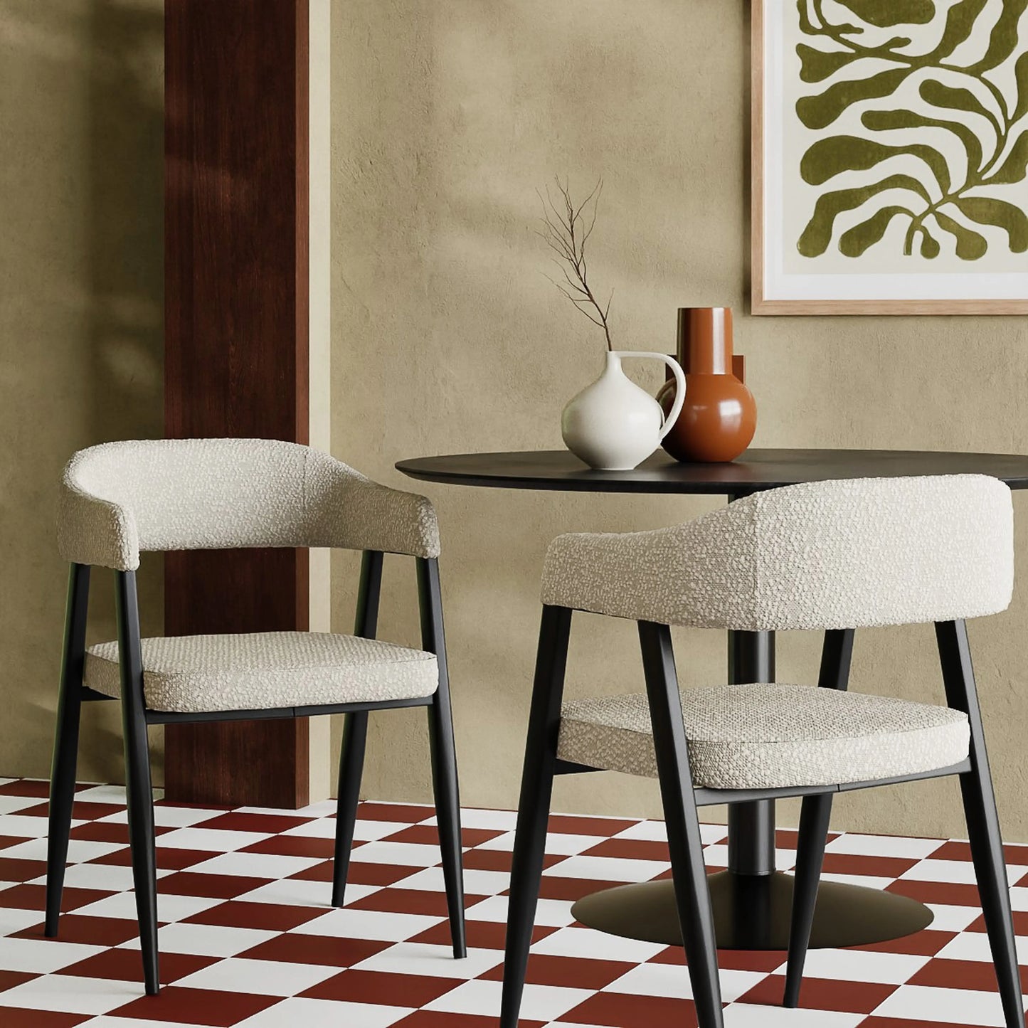 Presley Carver Dining Chair | Speckled Stone Sustainable Boucle & Black