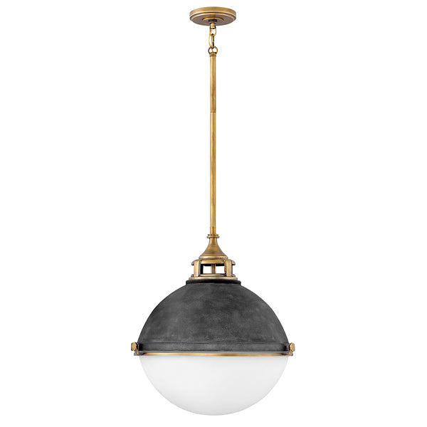 Fletcher 3 Light Pendant Light - Aged Zinc & Heritage Brass