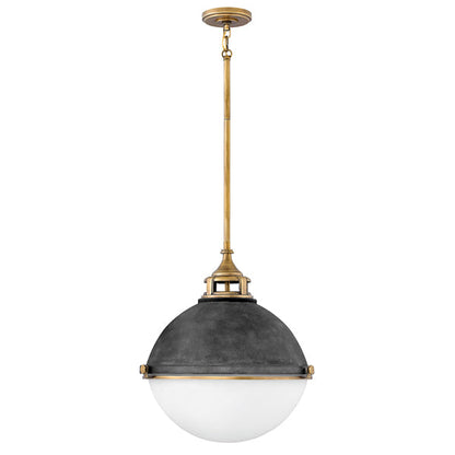 Fletcher 3 Light Pendant Light - Aged Zinc & Heritage Brass