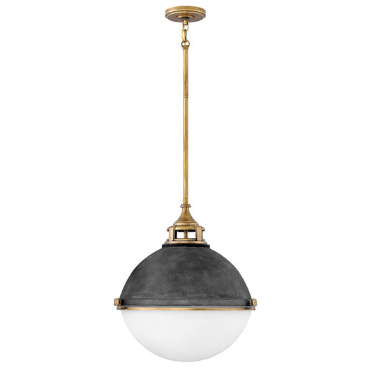 Fletcher 3 Light Pendant Light - Aged Zinc & Heritage Brass