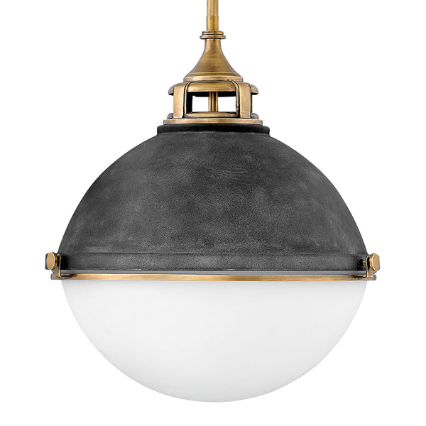 Fletcher 3 Light Pendant Light - Aged Zinc & Heritage Brass