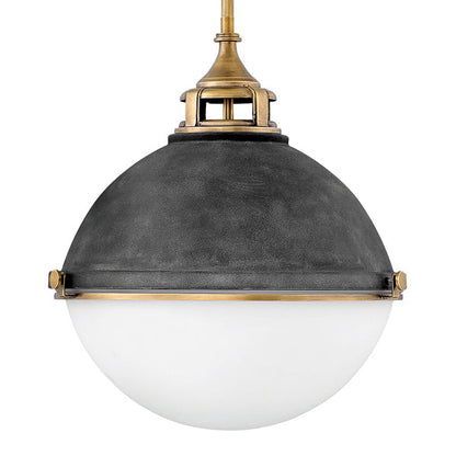 Fletcher 3 Light Pendant Light - Aged Zinc & Heritage Brass