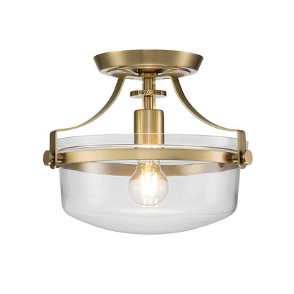 Quoizel Penn Station 1 Light Semi Flush Light - Brass