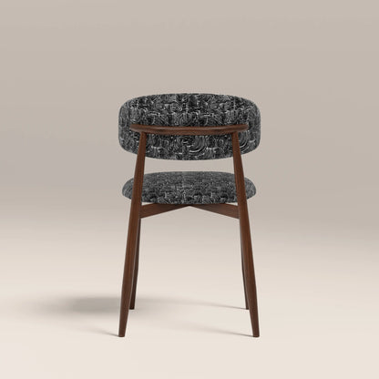 Halston Dining Chair | Bauhaus Wave Monochrome Fabric & Walnut