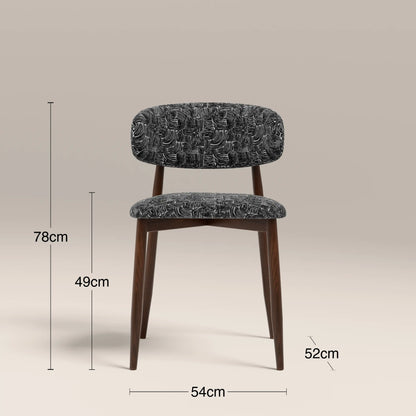 Halston Dining Chair | Bauhaus Wave Monochrome Fabric & Walnut