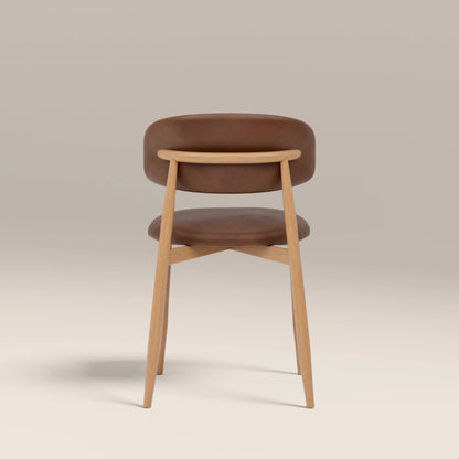 Halston Dining Chair | Vintage Tan Faux Leather & Oak