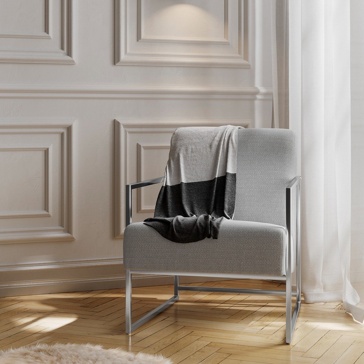 Charlton Accent Chair - Dove Grey & Silver