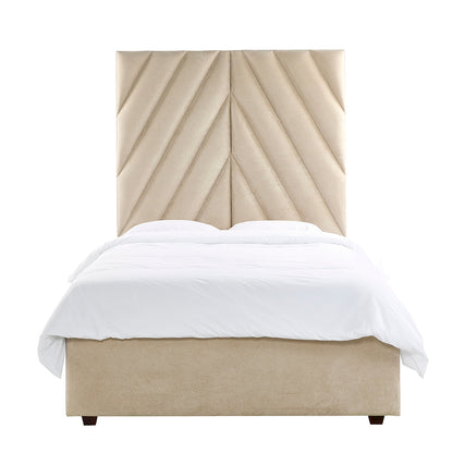 Rebecca Luxury Panelled Upholstered Bed - Stone
