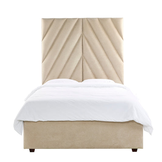 Rebecca Luxury Panelled Upholstered Bed - Stone