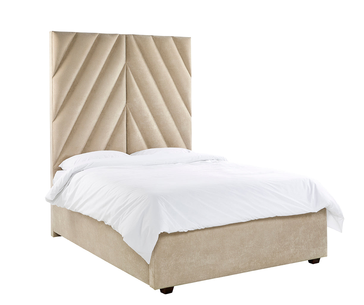 Rebecca Luxury Panelled Upholstered Bed - Stone