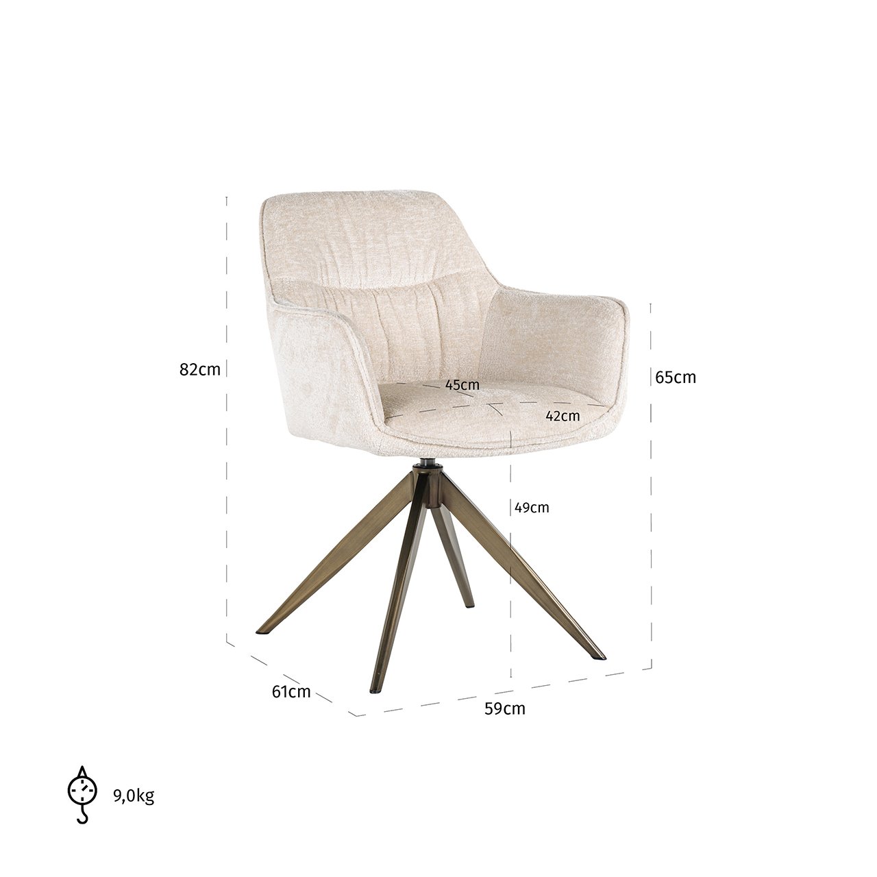 Aline Swivel Chair - White Chenille Velvet