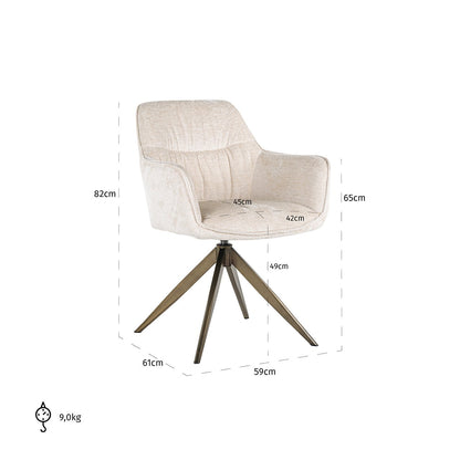 Aline Swivel Chair - White Chenille Velvet
