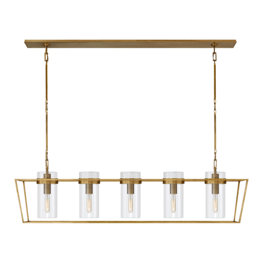 Presidio Large Linear Lantern - Antique Brass with Clear Glass