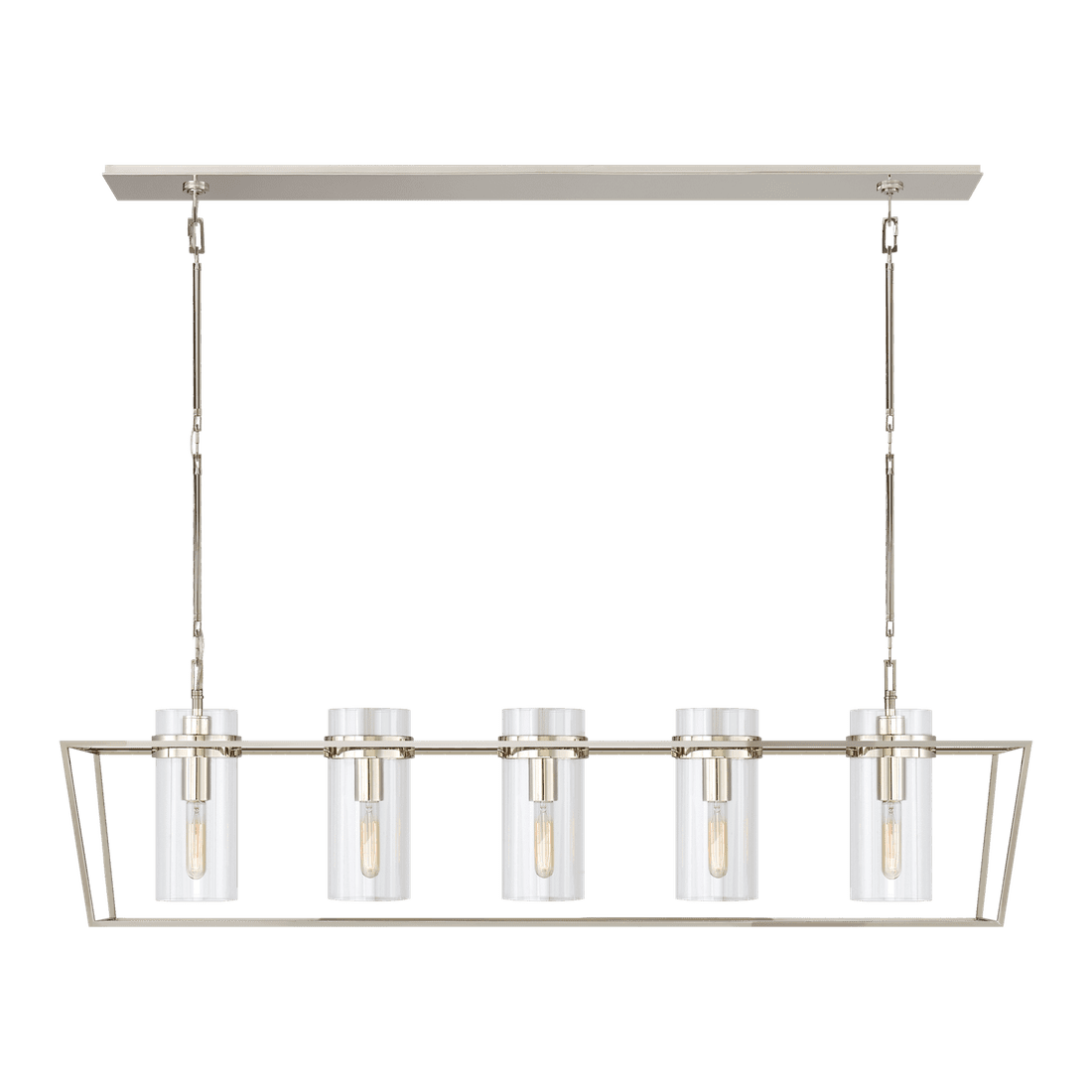 Presidio Large Linear Lantern - Polished Nickel with Clear Glass