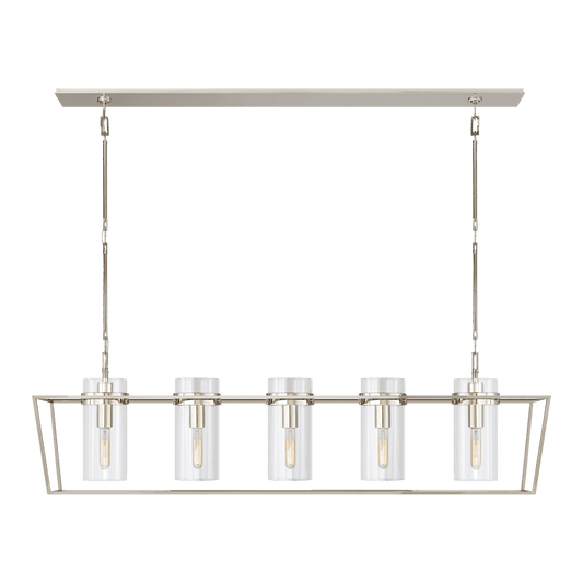 Presidio Large Linear Lantern - Polished Nickel with Clear Glass