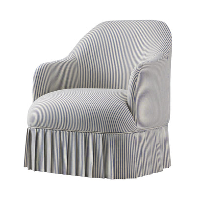 Calliope Skirted Armchair, Blue Striped