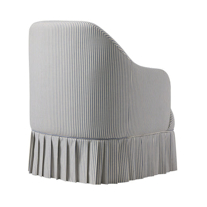 Calliope Skirted Armchair, Blue Striped