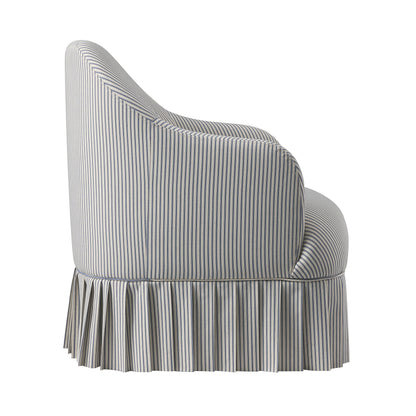 Calliope Skirted Armchair, Blue Striped