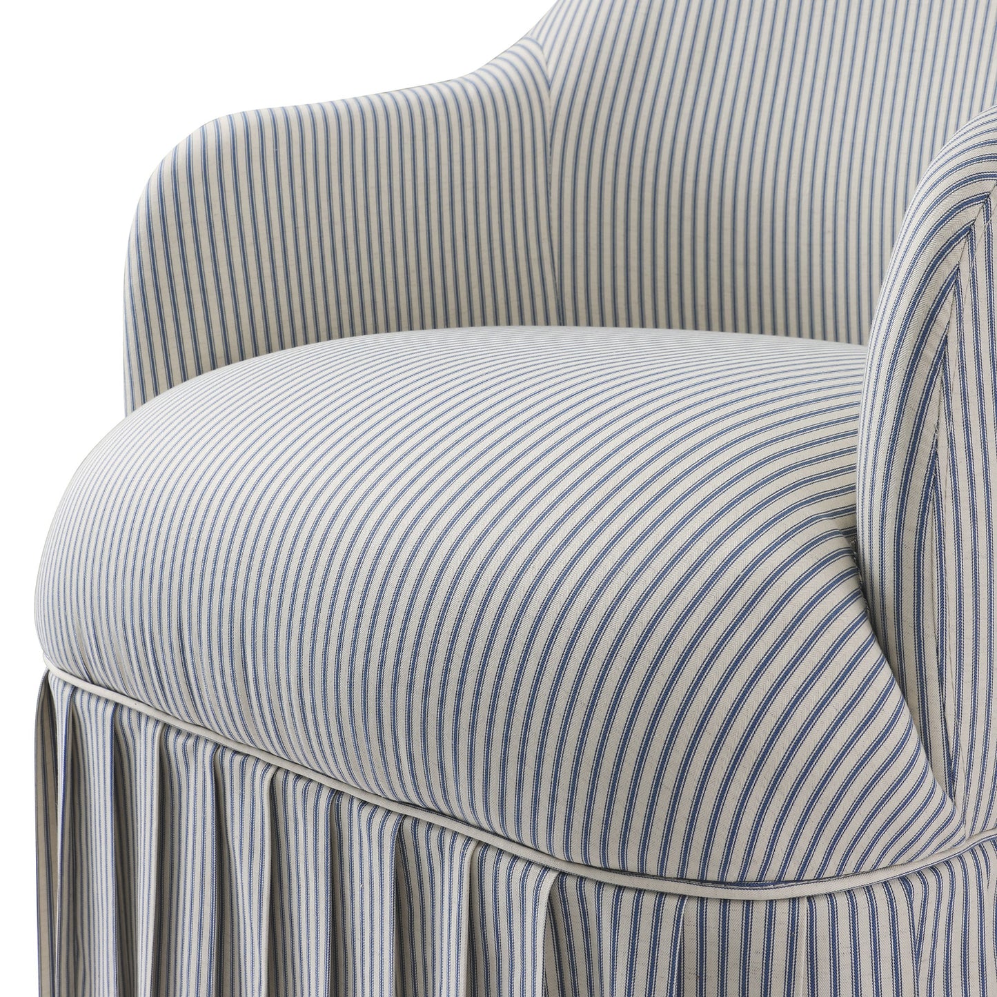 Calliope Skirted Armchair, Blue Striped
