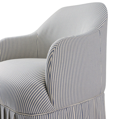 Calliope Skirted Armchair, Blue Striped