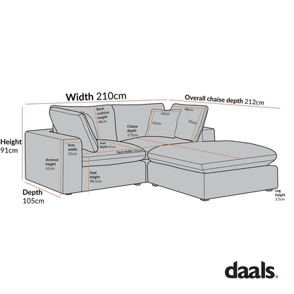 Lutyens Light Grey Linen Blend Modular Sofa, 2-Piece Chaise