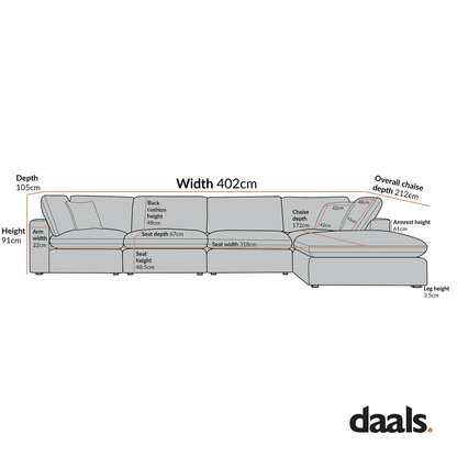 Lutyens Moss Green Velvet Modular Sofa, 4-Piece Chaise