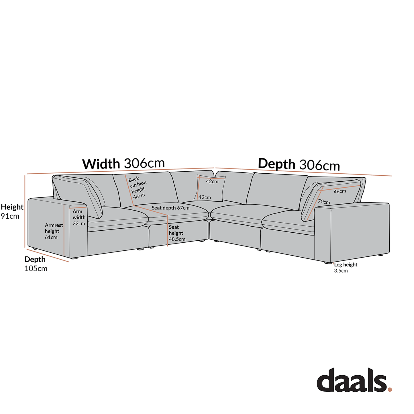 Lutyens Beige Linen Blend Modular Sofa, 5-Piece Corner Set