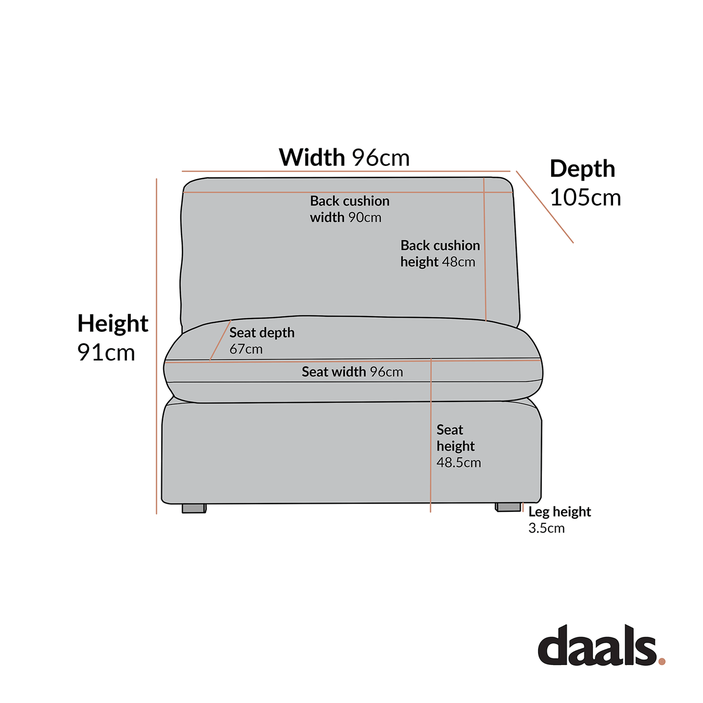Lutyens Taupe Boucle Modular Sofa, Armless Seat