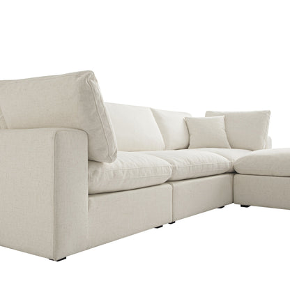 Lutyens Beige Linen Blend Modular Sofa, 3-Piece Chaise