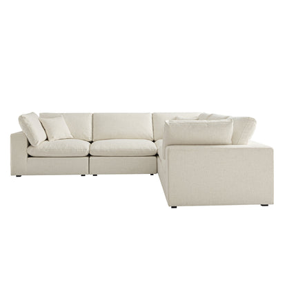 Lutyens Beige Linen Blend Modular Sofa, 5-Piece Corner Set