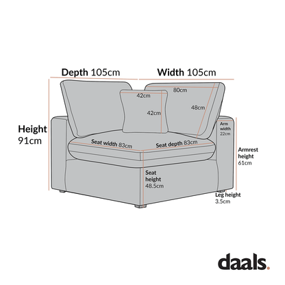 Lutyens Taupe Velvet Modular Sofa, Corner Unit
