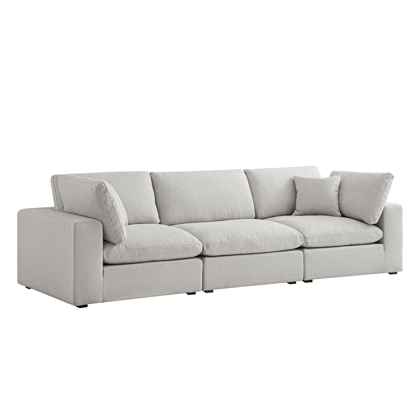 Lutyens Light Grey Linen Blend Modular Sofa, 3-Piece